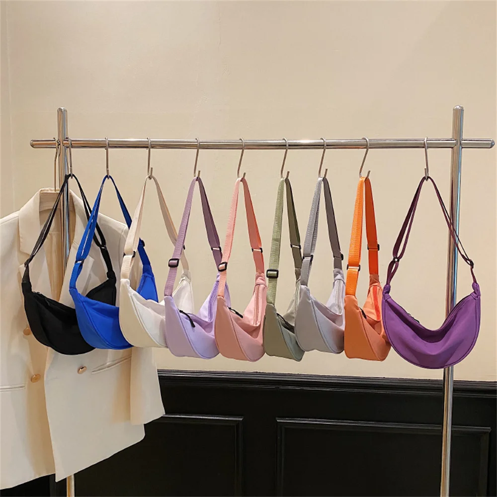 Top Trends: 2023 Fashion Dumpling Bag Chest Bags For Women Nylon Crossbody Bag Candy Color Half Moon Armpit Bag Large Capacity Shoulder Bags Shoppable Styles