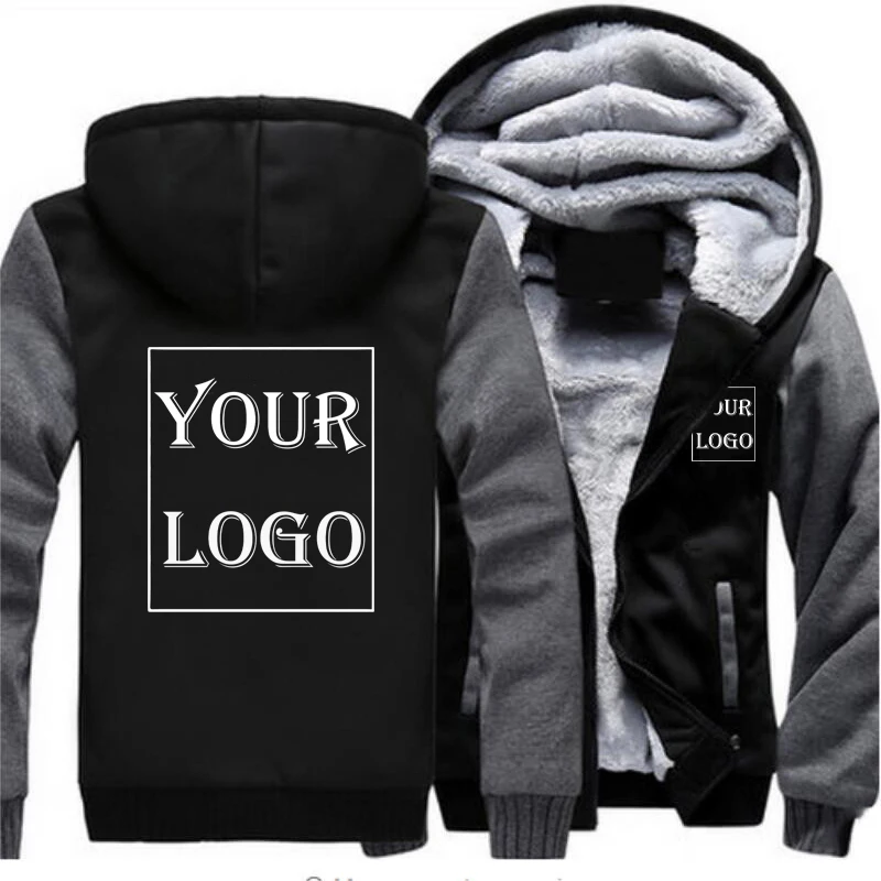 Top Trends: Custom Your Logo Men&#039;s Winter Thick Jackets Long Sleeve Zip Up Hoodies Fashion Outdoor Warm Loose Coat Personalized Clothing Shoppable Styles