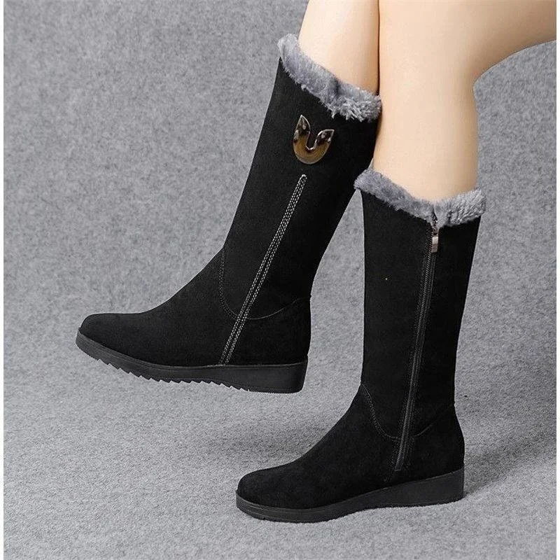 Top Trends: Warm High Boots Women 2022 New Winter Shoes Woman Flats Fashion Gladiator Motorcycle Plush Boots Suede Fur Zapatos Mujer Shoppable Styles