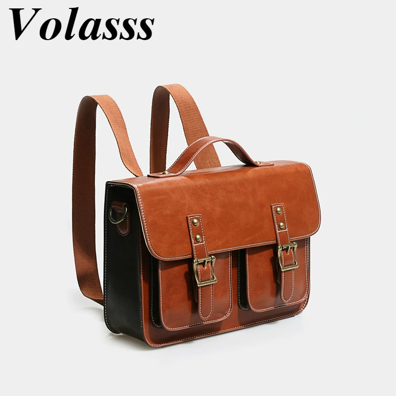 Top Trends: Volasss Genuine Leather Shoulder Bag Women British Style Cambridge Bag Multifunctional Briefcase Women Notebook Handbag 2024 New Shoppable Styles