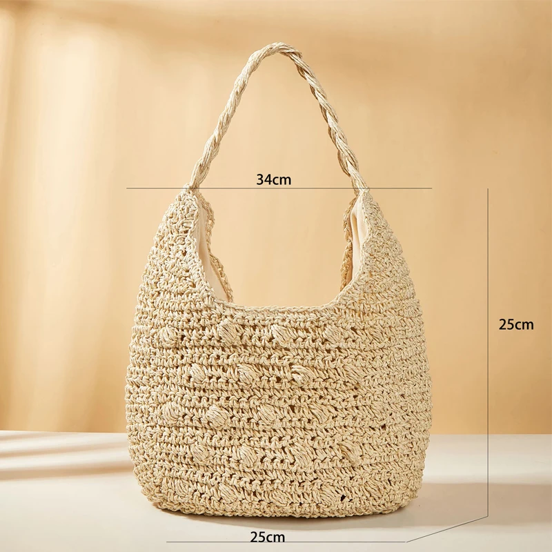 Top Trends: Fashion Straw Women Shoulder Bags Paper Woven Female Handbags Large Capacity Summer Beach Straw Bags Casual Tote Purses 2022 Shoppable Styles - Image 6