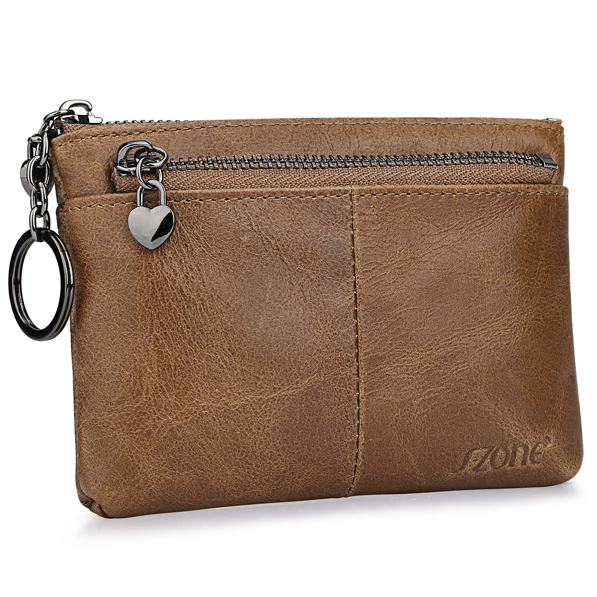 Top Trends: S-ZONE Women Genuine Leather Triple Zipper Small Wallet Change Coin Purse Holder Shoppable Styles