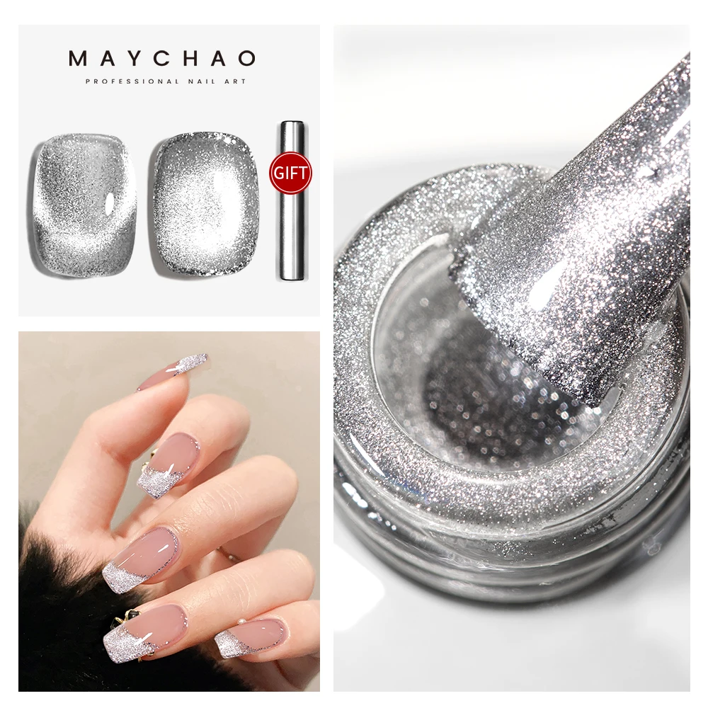 Top Trends: MAYCHAO 9D Cat Eye Gel Nail Polish Magnetic Shiny Glitter Semi Permanent Soak Off UV LED Gel Manicure For Nail Art Gel Varnish Shoppable Styles