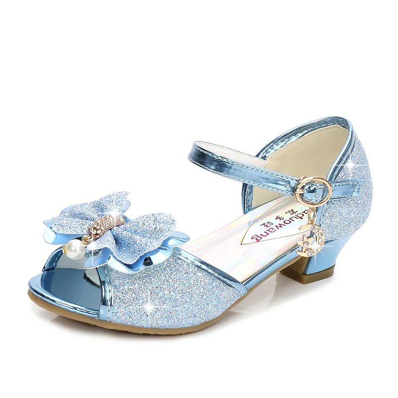 Top Trends: Children's Girls Shoes Crystal Bow Shiny High Heels Princess Shoes Hot Sale New Girls Fish Mouth Sandals High Heel Shoes Pink Shoppable Styles