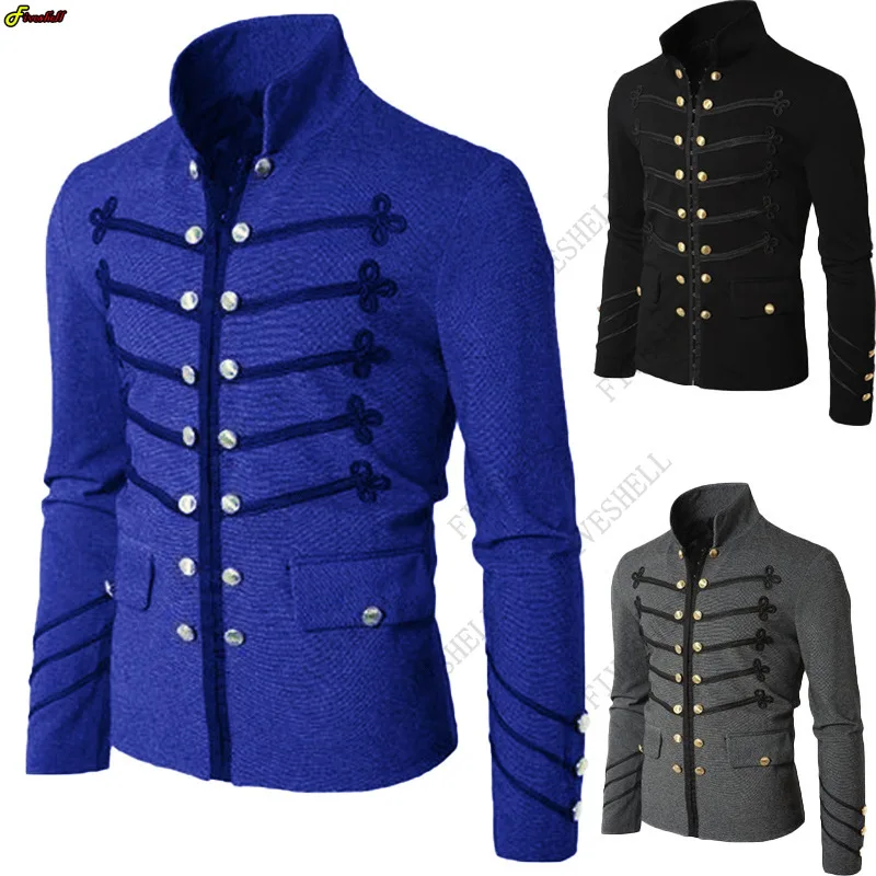 Top Trends: Adult Man Purim Victorian Gothic Style Jacket Zipper Christian Medieval Knight Coat Solid Middle Ages Male Carnival Cos Blazer Shoppable Styles