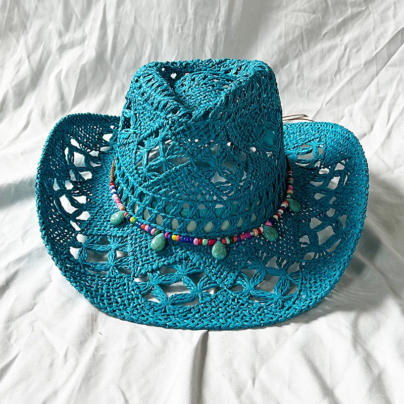 Top Trends: Lake Blue Cowboy Straw Hat 2023 Western Cowboy Sun Hat Spring Knight Hat Unisex Jazz Hat Summer Wide Brimmed Hat Sombrero Hombre Shoppable Styles