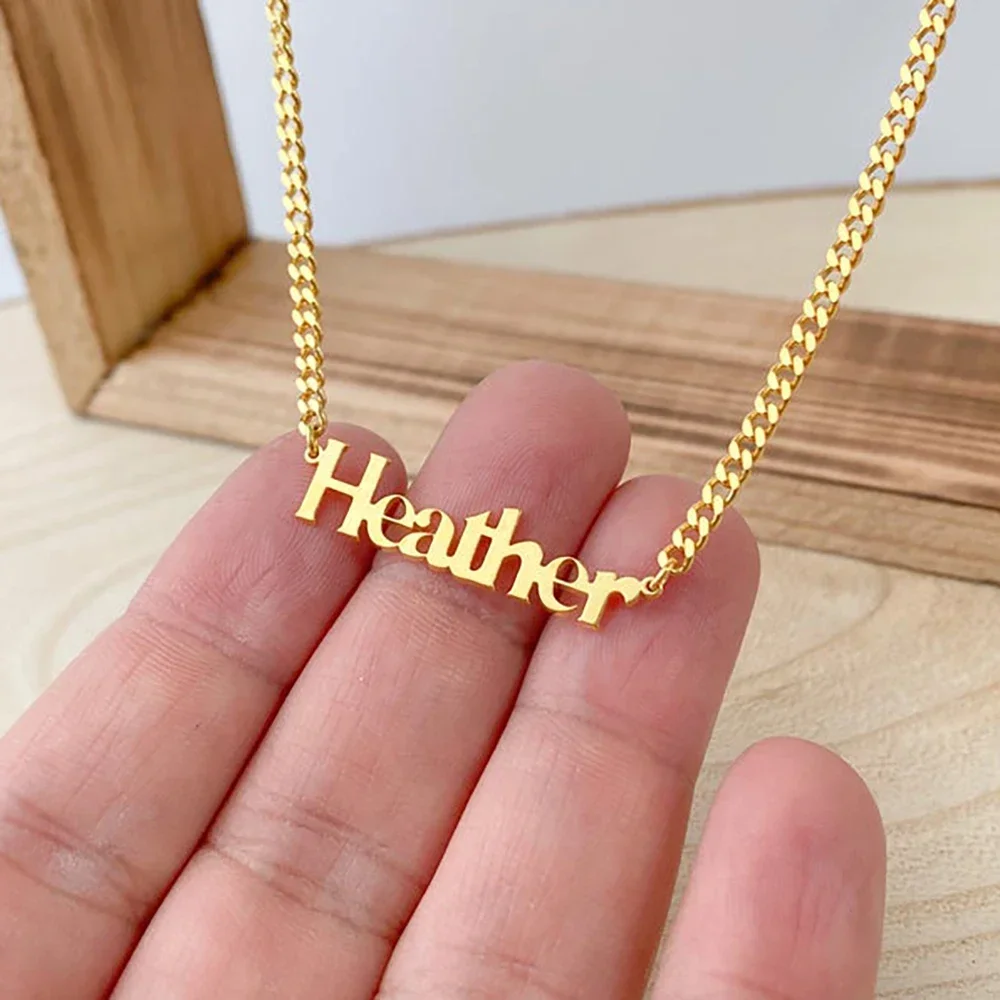 Top Trends: Customized Name Necklace For Women Mens Stainless Steel Cuban Chain Choker Personalized Nameplate Pendant Necklaces Jewelry Gift Shoppable Styles