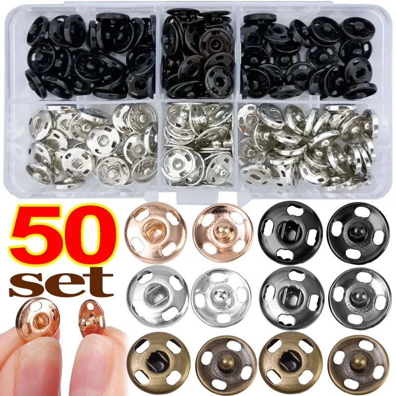 Top Trends: 10-50set Mini Metal Snap Fastener Button Clothing Sewing Press Stud Cufflinks Stealth Small Luggage Connect Buckle DIY Handmade Shoppable Styles