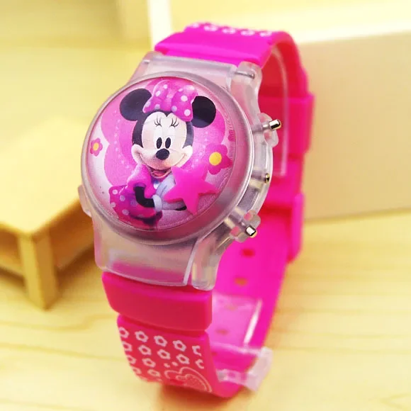 Top Trends: Disney Mickey Minnie Cartoon Luminous Children&#039;s Watch Silicone Strap Cute Flash Music Watch Kids Clock Watches Birthday Gifts Shoppable Styles