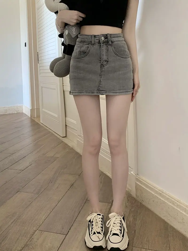 A Line Denim Mini Skirt