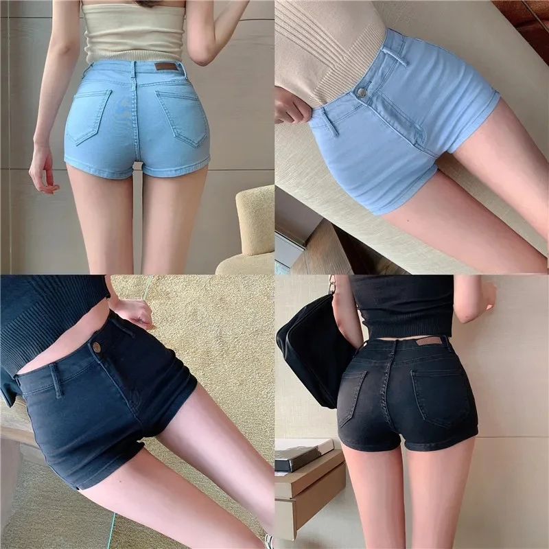 Top Trends: High Waist Streetwear Denim Shorts Women High Waist Shorts Woman Button Cotton Booty Short Jeans Ladies Shoppable Styles