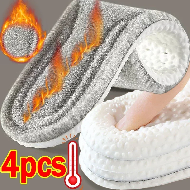 Top Trends: 1 / 2pairs Winter Self-heating Insoles Women Men Thicken Thermal Plush Shoe Pads Unisex Sports Boots Cashmere Inserts Padding Shoppable Styles