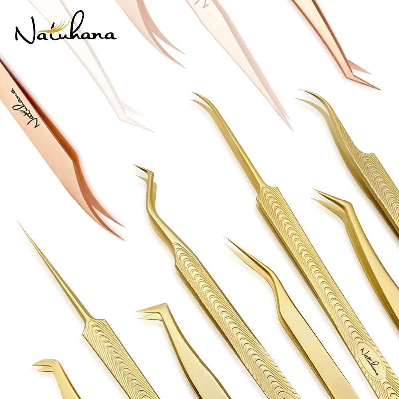 Top Trends: NATUHANA Professional For 3D Tweezers Stainless Steel Volume Eyebrow Tweezer False Eyelash Extension Tweezers For Makeup Tools Shoppable Styles