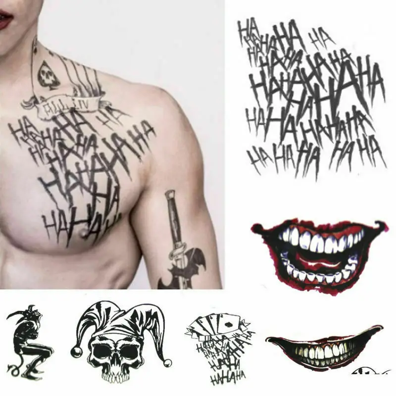 Top Trends: Halloween X Task Force Suicide Team Tattoo Sticker Harley Quinn Joker Tattoo Sticker Temporary Body Art Holiday Party Supplies Shoppable Styles