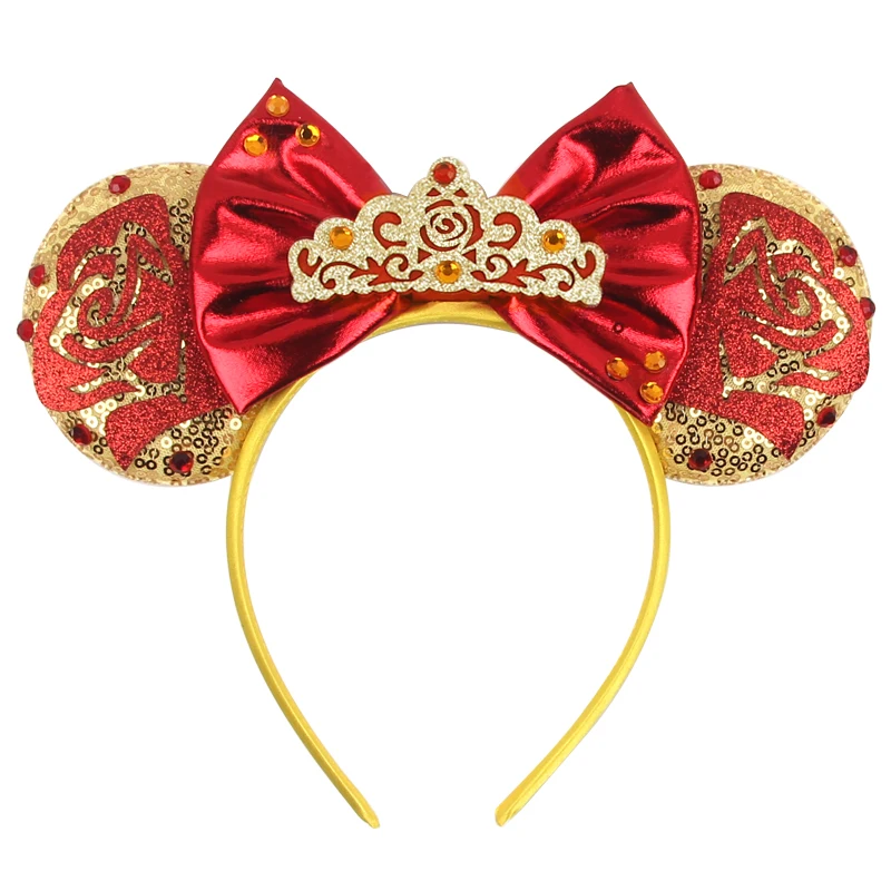 Top Trends: Disney Beauty And The Beast Mouse Ears Headband Women Girls Festival Party Cosplay Hairband Kids Sequin Bow DIY Hair Accessories Shoppable Styles