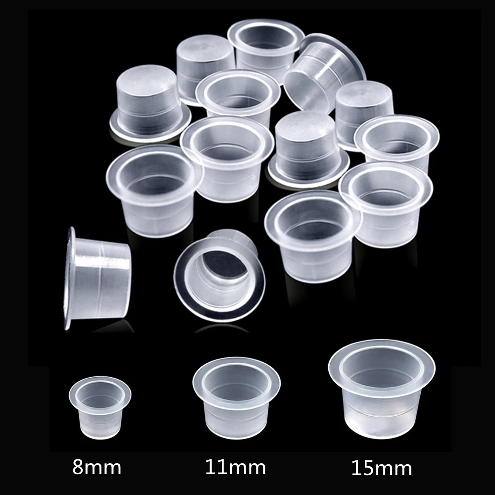 Top Trends: Tattoo Ink Cups 100pcs Plastic Disposable Microblading Ink Cup Tattoo Pigment Ink Caps For Permanent Makeup Pigment Clear Holder Shoppable Styles