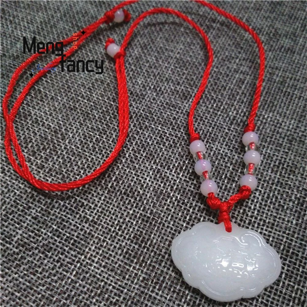 Top Trends: Natural Hetian White Jade Guanyin Maitreya Buddha Long Life Lock Lotus Pendant Best Selling Buddhist Amulet Fashion Fine Jewelry Shoppable Styles