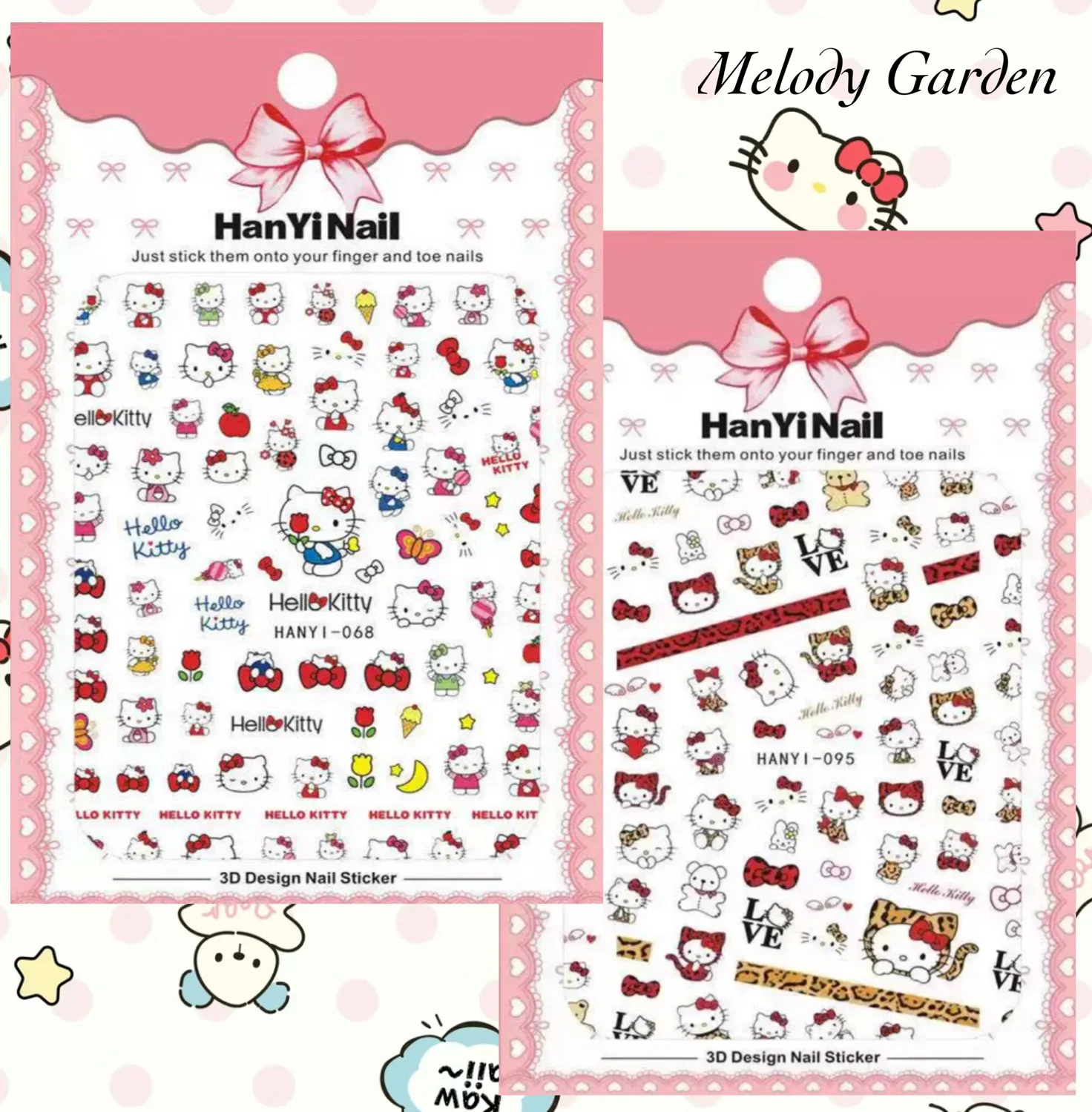 Top Trends: 1PCS Cartoon Hello Kitty Stickers Anime Stickers Nail Art Decoration DIY Sanrio Sticker Nail Decals Press On Nails Shoppable Styles