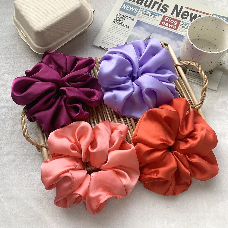 Top Trends: Oversized Hair Scrunchies For Women Solid Satin Silk Scrunchie Hair Rubber Bands Elastic Hair Ties Accessories Ponytail Holder Shoppable Styles - Image 2