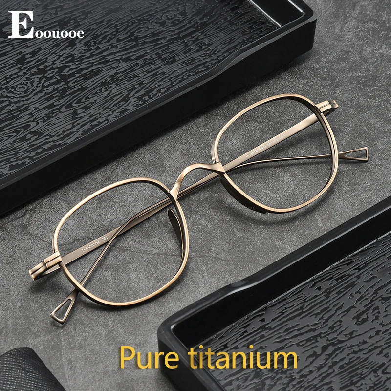 Top Trends: Men Pure Titanium Glasses Frame Round Retro Design Optical Gafas Myopia Oculos De Grau Reading Glasses Prescription Optician Shoppable Styles