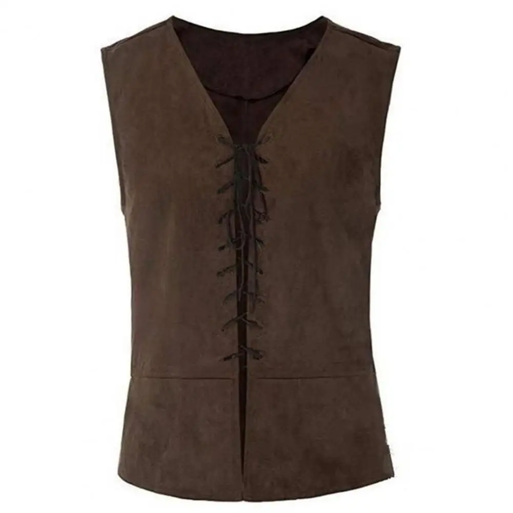 Top Trends: Vintage Men Pirate Vest Medieval Lace Up Sleeveless Cosplay Performance Hallowen Party Role Play Tank Top Shoppable Styles