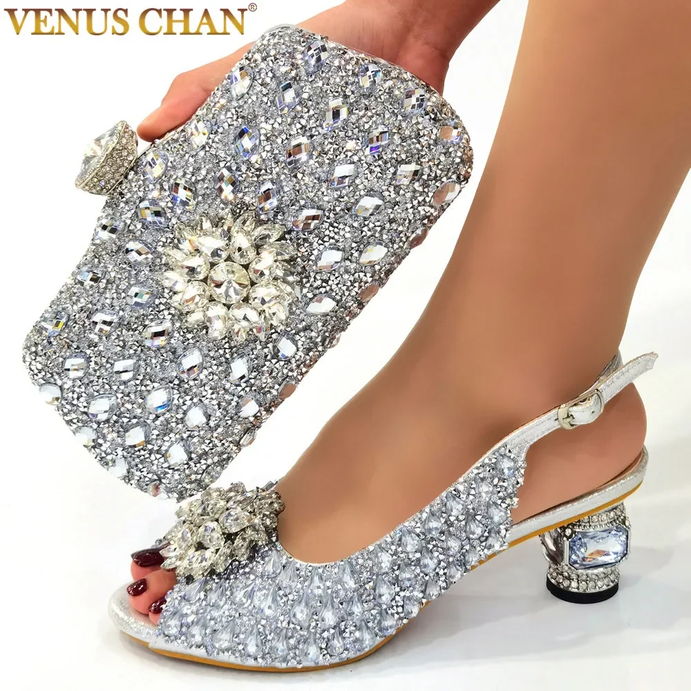 Top Trends: New Silver Color Nigerian Women's Shoes And Bags Party African Fashion Shoes And Bags Wedding Shoes And Bags Shoppable Styles