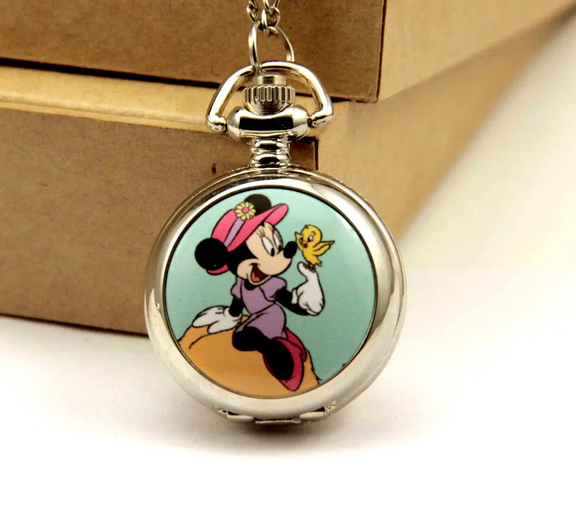 Top Trends: Hot Selling Disney Peripheral Pocket Watch White Steel Enamel Small Pocket Watch Minnie Pocket Watch Creative Gift Birthday Gift Shoppable Styles