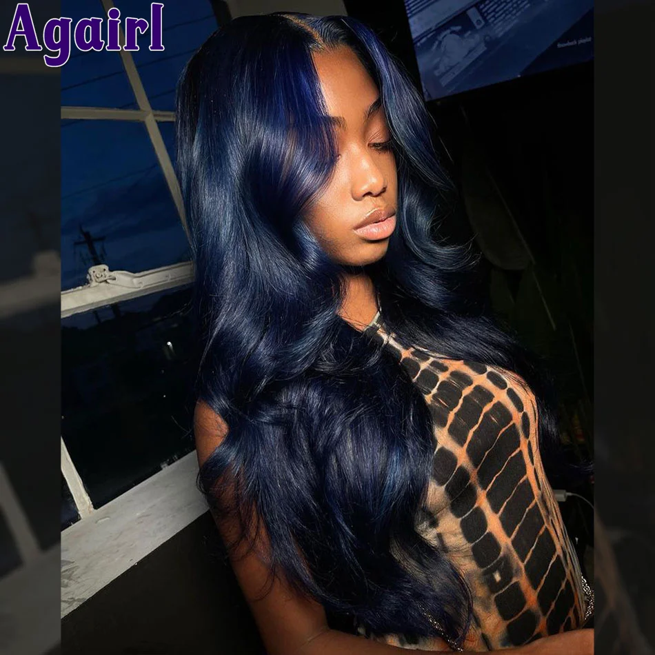 Top Trends: Midnight Blue 180% HD Transparent 13x4 13x6 Body Wave Lace Frontal Wig PrePlucked Glueless 6x4 Lace Closure Wavy Human Hair Wigs Shoppable Styles