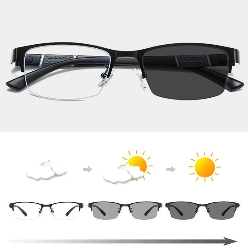 Top Trends: Luxury Men's Sunglasses Fashion Metal Half Frame Business Photochromic Eyewear Men Women Outdoor Sports UV Sun Shades Eyeglasses Shoppable Styles - Image 2