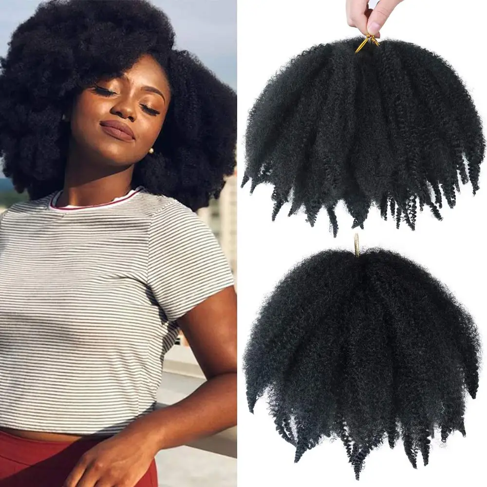 Top Trends: 8 Inch Marley Hair Short Afro Kinky Twist Hair Curly Crochet Hair For Marley Braids Synthetic Kinky Hair Extensions For Women Shoppable Styles