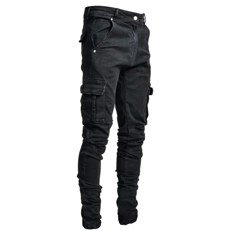 Top Trends: Men's Jeans Casual Cotton Jeans Multi-pocket Denim Cargo Pants Fashion Street Jeans Side Pockets Men's Pencil Pants Shoppable Styles - Image 3