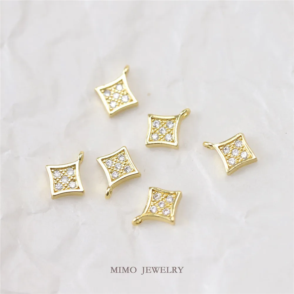 Top Trends: Colour Protected Copper Plated Gold Micro-set Zircon Square Diamond Full Diamond Mini Pendant DIY Accessory Shoppable Styles