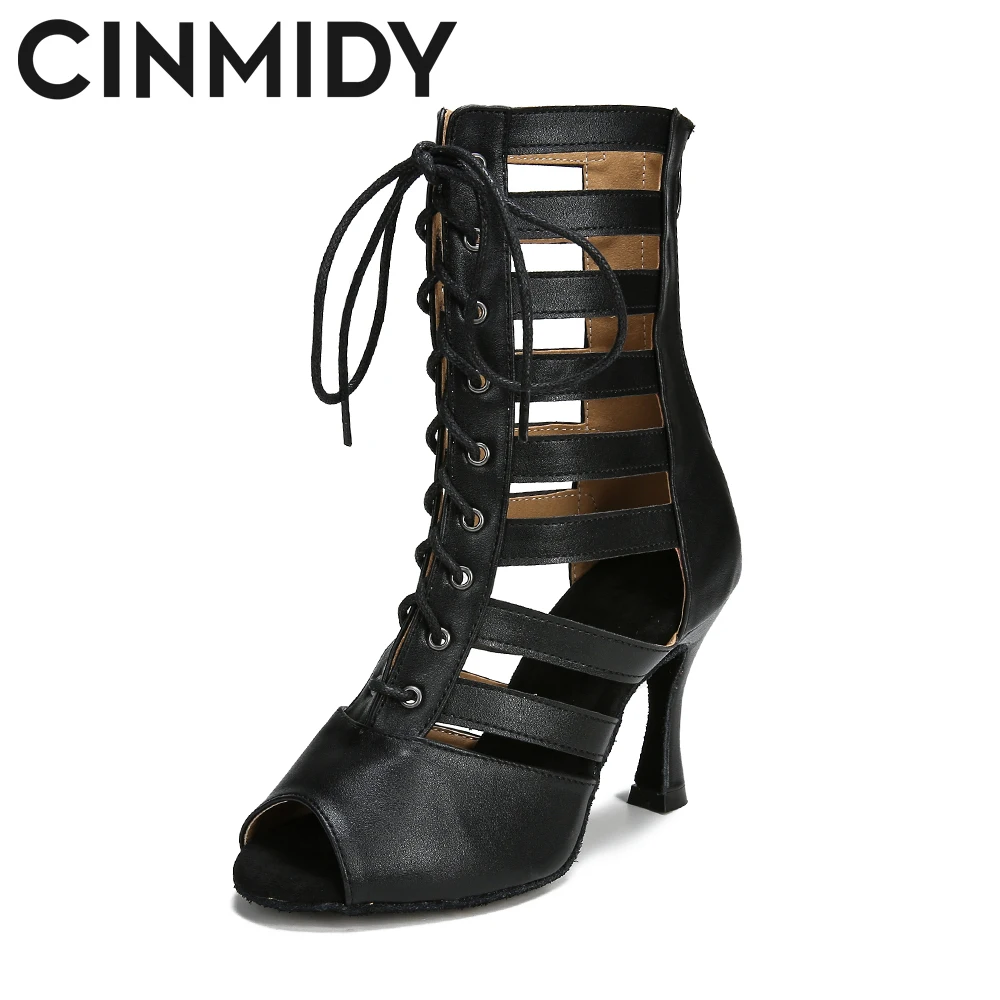 Top Trends: CINMIDY Leather Dance Boots Leopard Ballroom Dancing Shoes Latin Dance Shoes Women Pole Dance Boots Tango Ladies Party Shoes Shoppable Styles