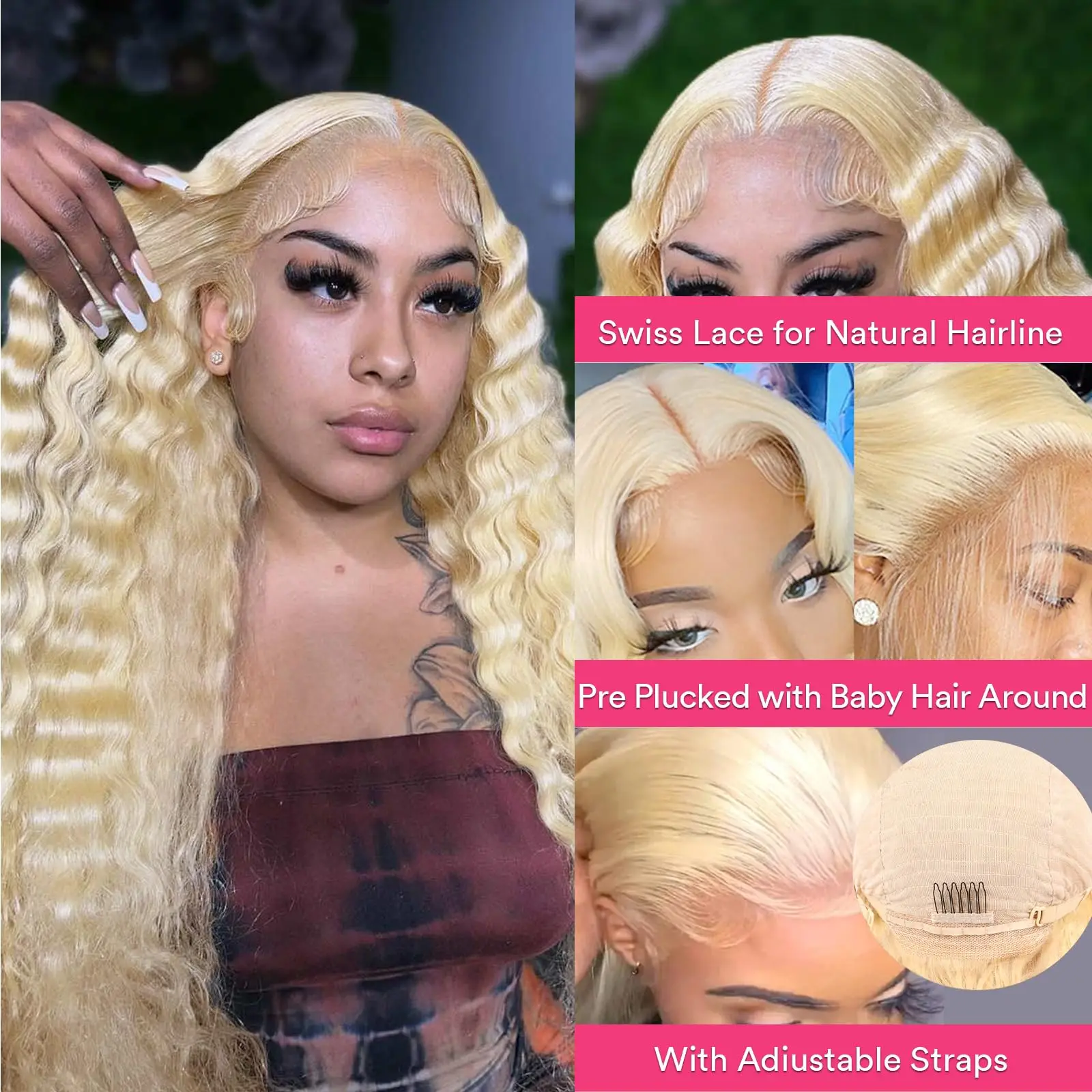 Top Trends: 613 Honey Blonde Deep Wave 13x6 HD Lace Frontal Wig Human Hair Curly Wig 13x4 Lace Front Wig Blonde Wig 180 Density Glueless Wig Shoppable Styles - Image 3