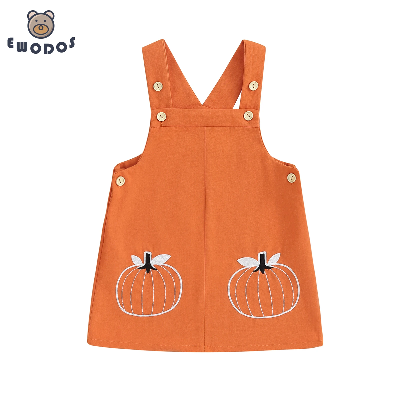 Top Trends: EWODOS Toddler Baby Girls Summer A-line Dress Halloween Pumpkin Embroidery Suspender Sleeveless Dresses Party Cute Dresses Shoppable Styles