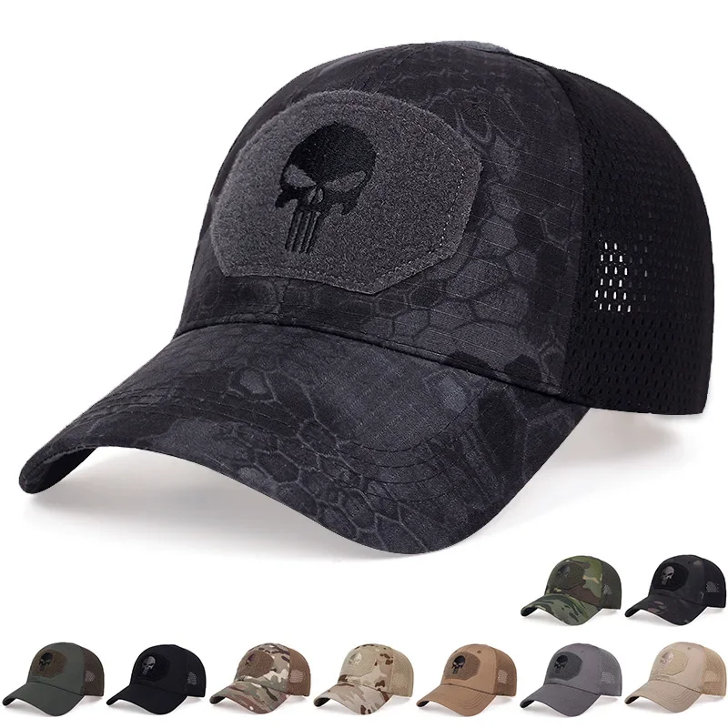 Top Trends: Men&#039;s Skull Tactical Baseball Caps For Women Camouflage Military Breathable Mesh Snapback Caps Mountaineering Trucker Sun Hats Shoppable Styles