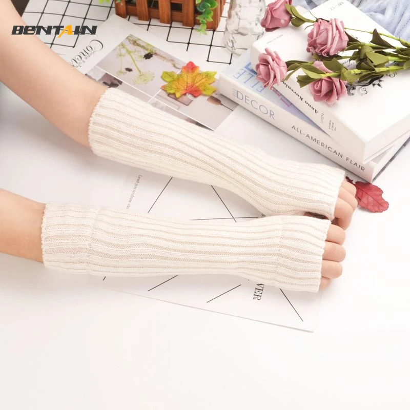 Top Trends: Women's Mitten Knitted Arm Warmers Long Fingerless Gloves Mittens Wrist Elbow Oversleeves Girl's Goth Clothes Punk Gothic Gloves Shoppable Styles