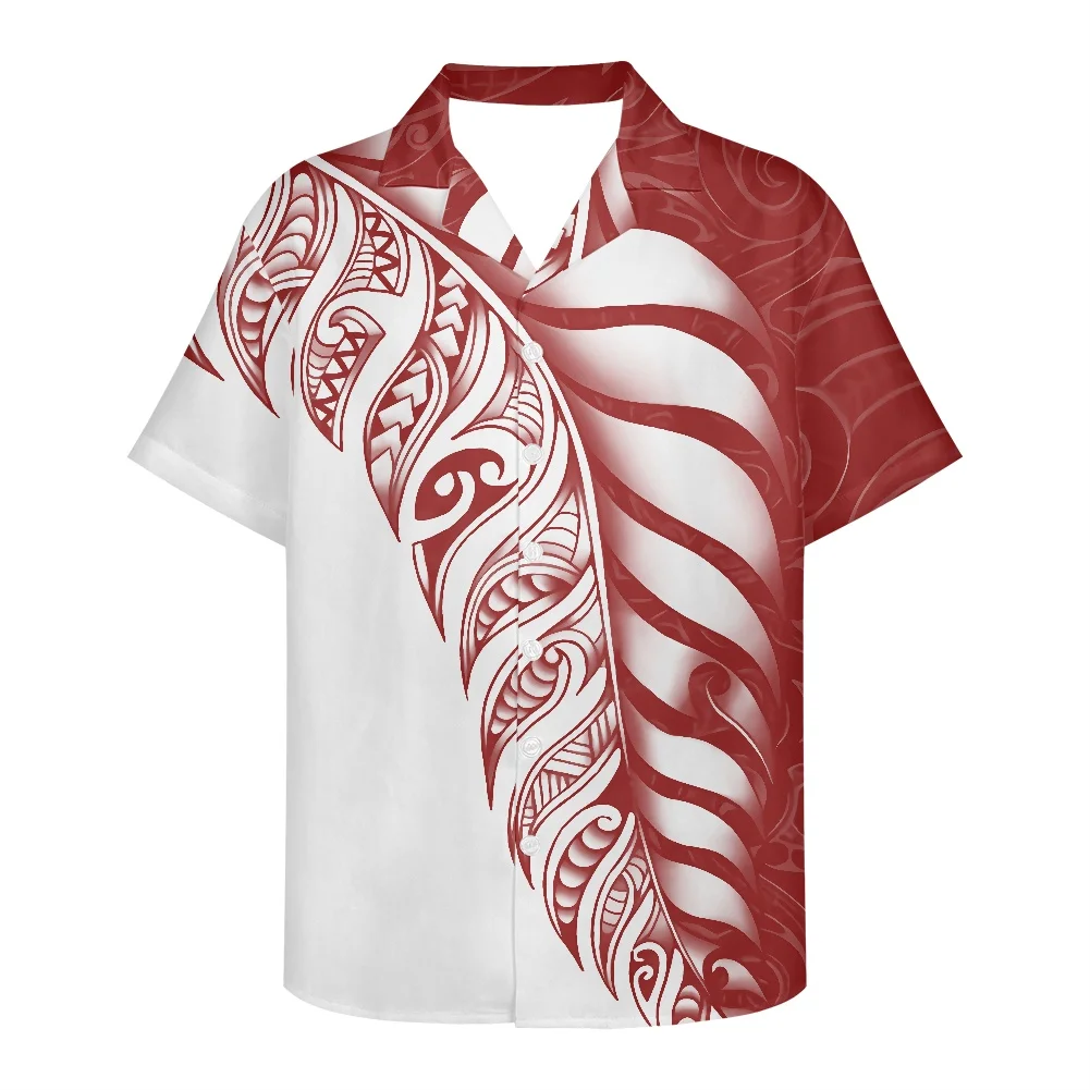 Top Trends: 2022 New Casual Business Polynesian Men's Shirts For Men Turn Down Collar Short Sleeve Tribal Tattoos Slim Fashion Tops Camisa Shoppable Styles - Image 2