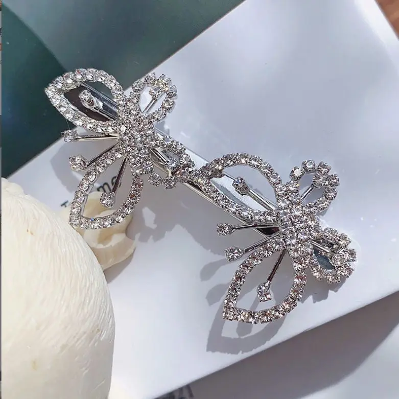 Top Trends: 2022 INS Cute Double Butterfly Hair Clips Clamp For Women Girl Rhinestone Hairpins Barrettes Crab Clip Bridal Hair Accessories Shoppable Styles - Image 6