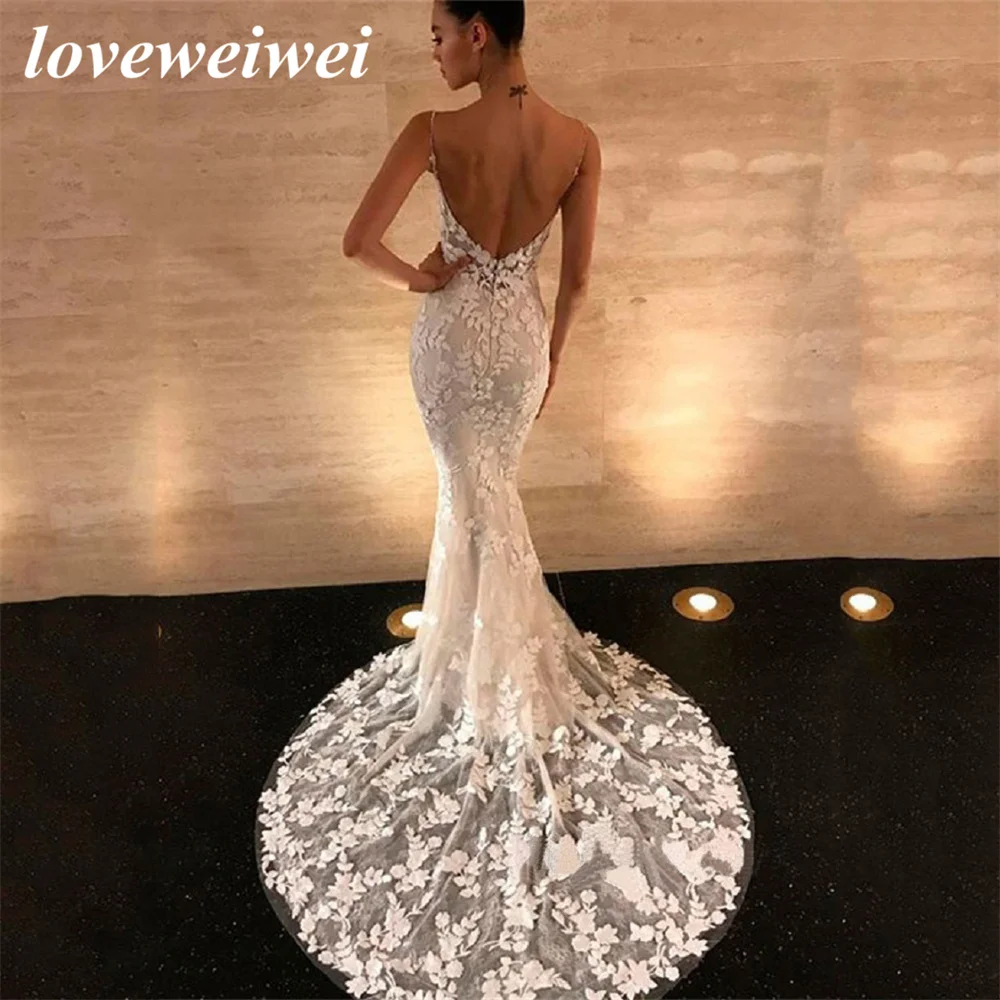 Top Trends: Boho Wedding Dresses Mermaid Bridal Dress 2022 Spaghetti Straps Backless Lace Appliques Beach Bride Gowns Vestido De Noiva Shoppable Styles - Image 2