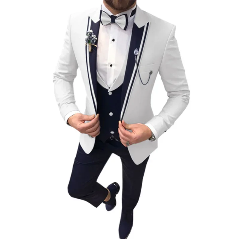 Top Trends: New Casual Fashion Men's Suit Three-piece Set (top + Vest + Pants) Lapel Slim Wedding Ceremony Groom Best Man Suit Men's Suit Shoppable Styles