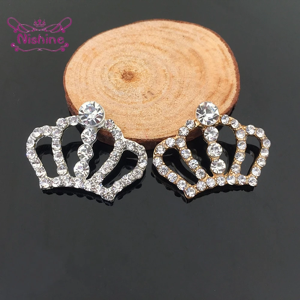 Top Trends: Nishine 5pcs / lot Crown Rhinestone Buttons Bling Alloy Tiara For DIY Headbands Wedding Party Bride Headdress Hair Embellishment Shoppable Styles