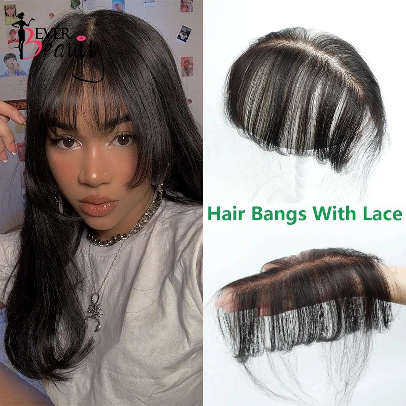 Top Trends: Human Hair Bangs No Clips Bangs With HD Crystal Lace 3D Blunt Cut Natural Hair Bangs OverHead Hair Extensions Remy Hair Black Shoppable Styles