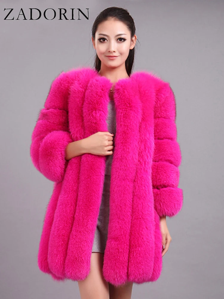 Top Trends: ZADORIN S-4XL Winter Luxury Faux Fox Fur Coat Slim Long Pink Red Blue Faux Fur Jacket Women Fake Fur Coats Manteau Fourrure Shoppable Styles