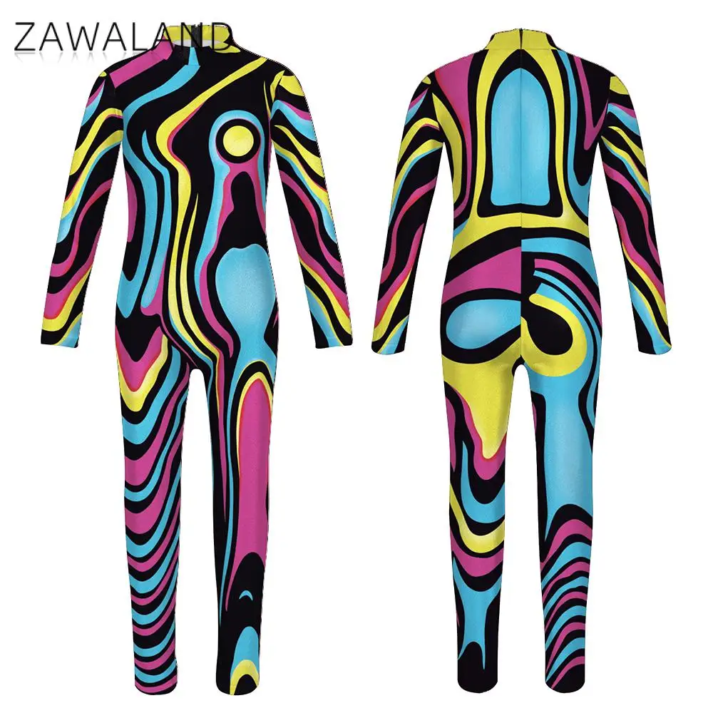 Top Trends: ZAWALAND Matching Outfits 3D Printed Purim Cosplay Costume Parent-Child Long-Sleeve Sexy Bodysuit Zentai Muscle Suit Shoppable Styles - Image 3