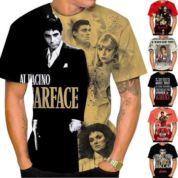 Top Trends: 2023 New Summer Cool Fashion Round Neck T-Shirt Fashion Movie Scarface 3D Printed Men&#039;s Hip Hop Short Sleeve Shoppable Styles