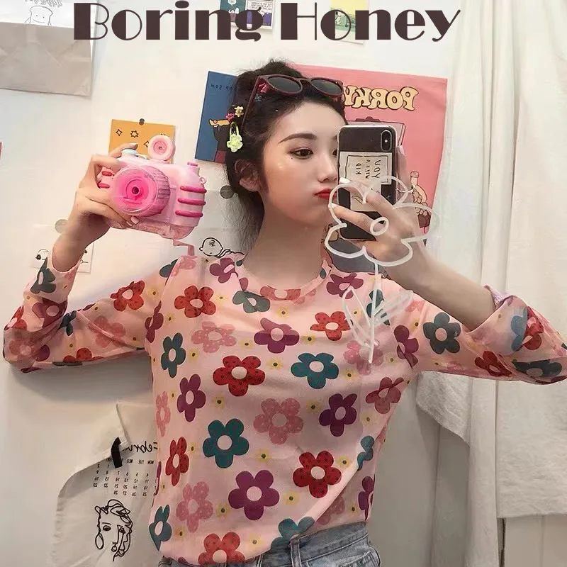 Top Trends: Boring Honey Fashion Women Blouses For Aummer Ice Ailk Sunscreen Base Shirt Tops Long Sleeves Grenadine Slim Fit Women's T-Shirt Shoppable Styles