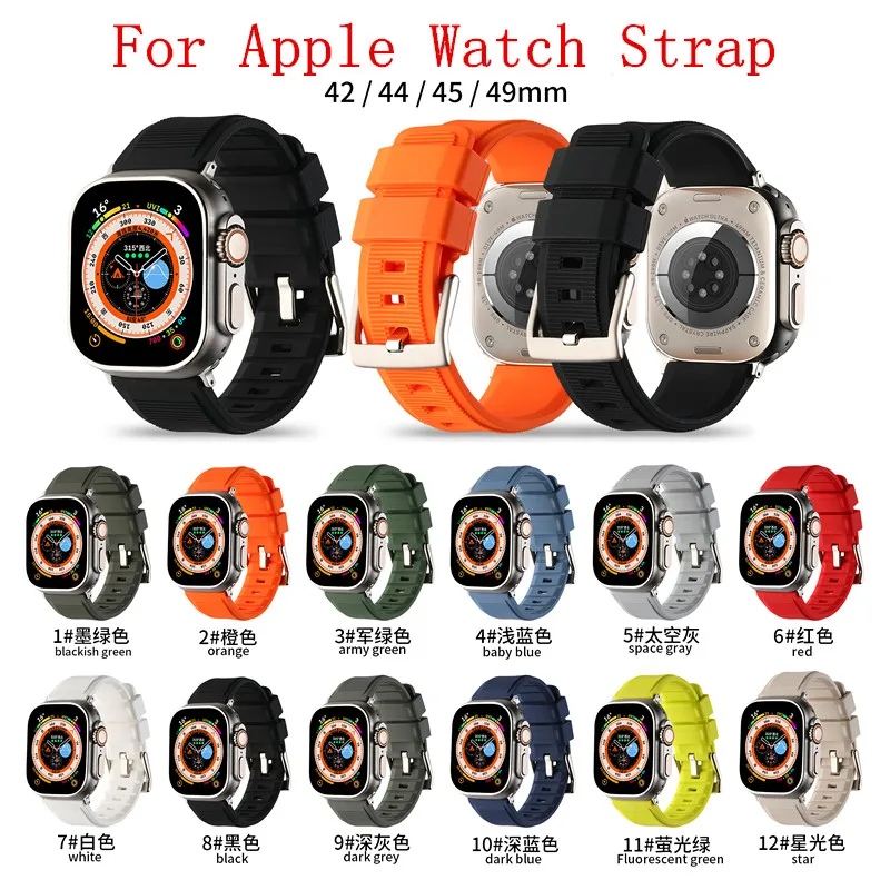 Top Trends: Silicone Strap For Apple Watch 42mm 44mm 45mm 49mm 41mm 40mm 38mm Watchband For IWatch Series 5 6 4 3 7 Se 8 Ultra Bracelet Shoppable Styles