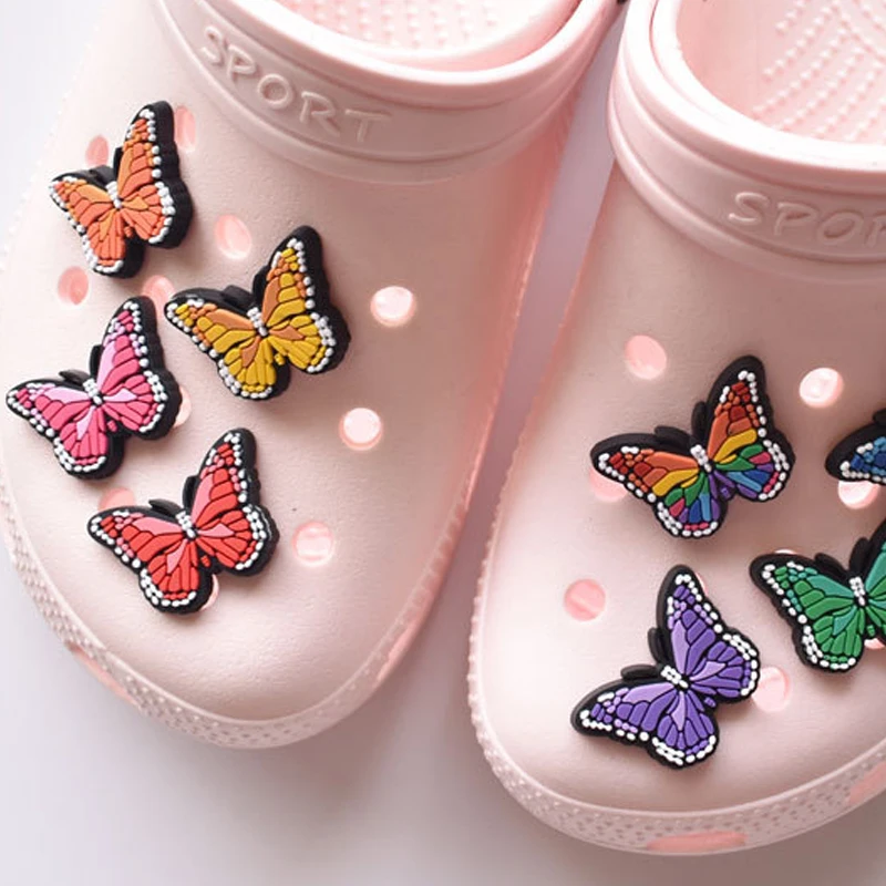 Top Trends: Wholesale 1pcs PVC Shoe Accessories For Crocs Charms Butterfly Badge Women Clogs Buckle Kids Pins Decoration Jeans Party Favors Shoppable Styles