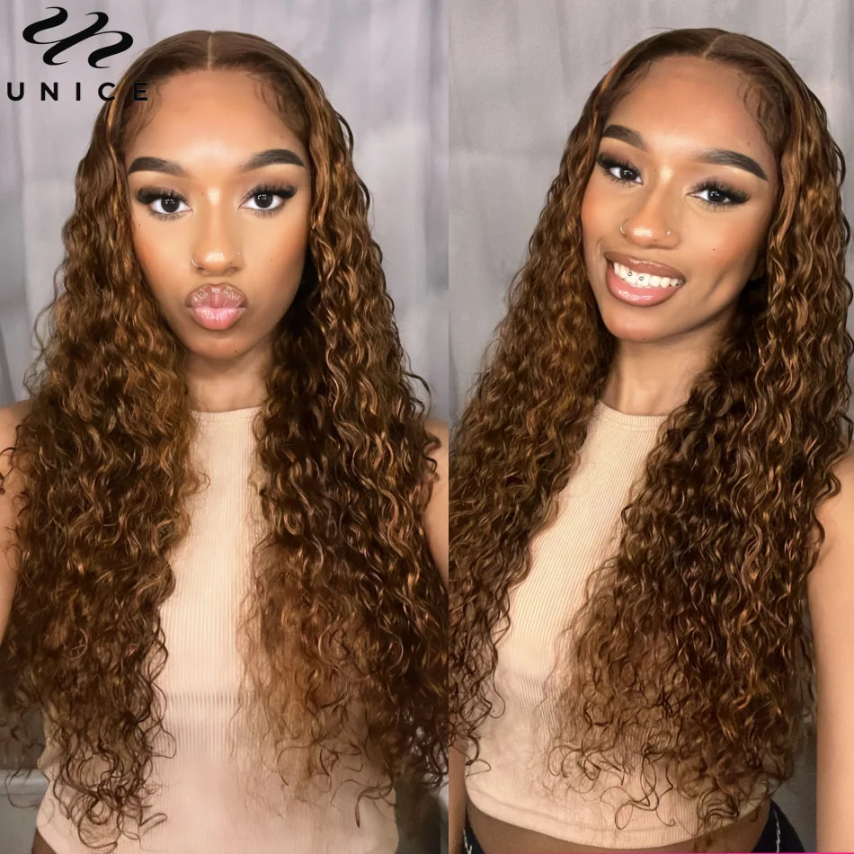 Top Trends: UNice Hair P430 Mixed Brown Water Wave Wig Pre Everything 13x4 Lace Frontal Wig Human Hair Pre Cut Pre Bleached Wear Go Wigs Shoppable Styles - Image 5